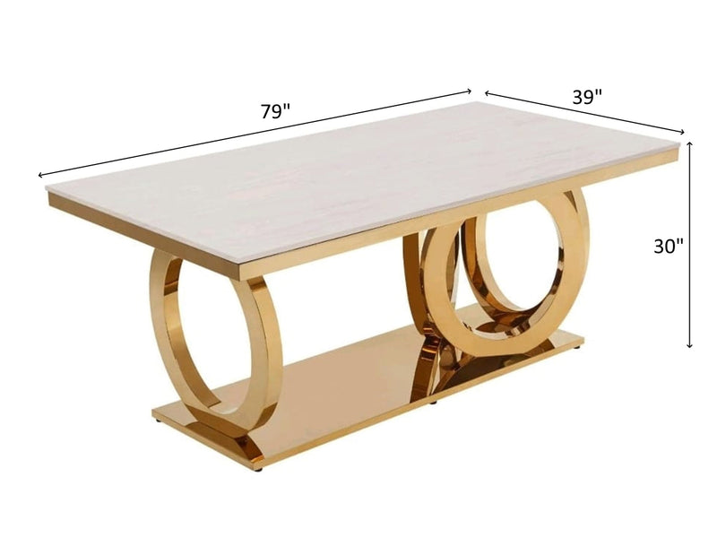 980DT 79" Wide Marble Top Dining Table