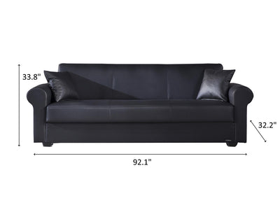 Floris 92.1" Wide Faux Leather Convertible Sofa