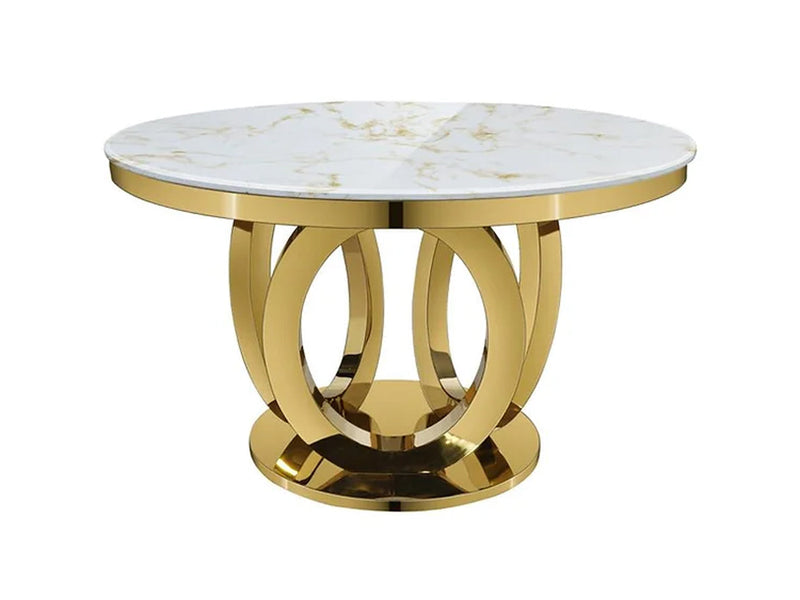 G480 47" Wide Round Marble Top Dining Table