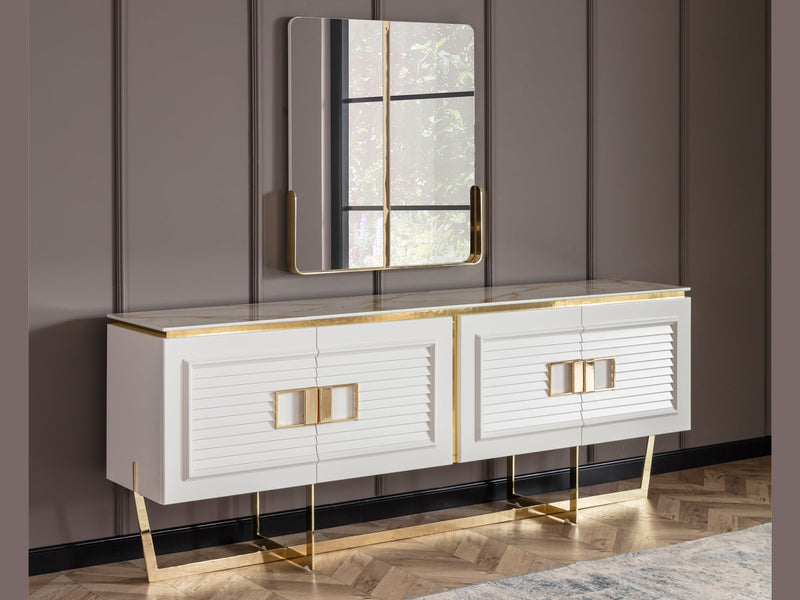 Gloria 89" Wide 4 Door Buffet With Mirror