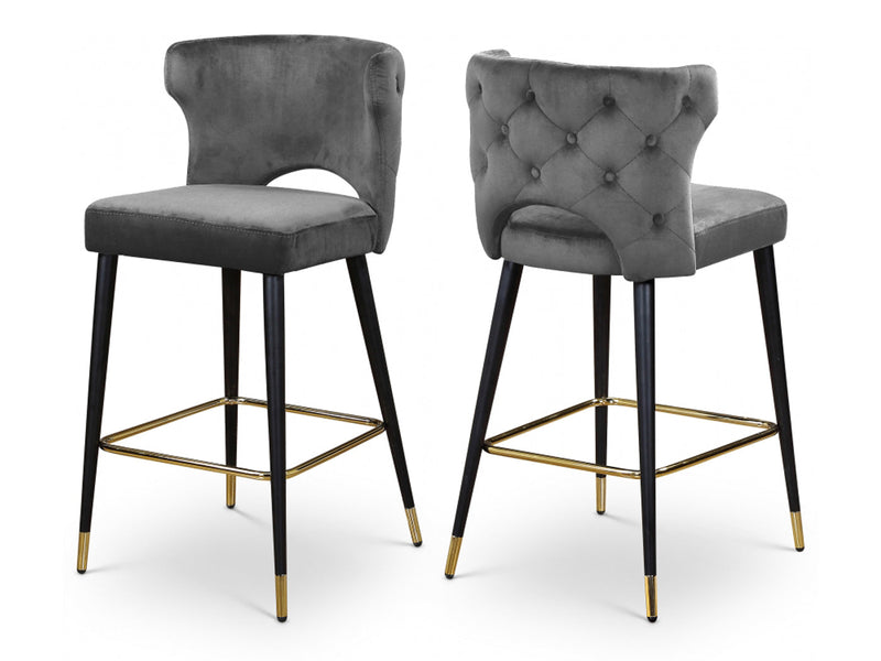 Kelly Velvet Bar Stool (Set of 2)