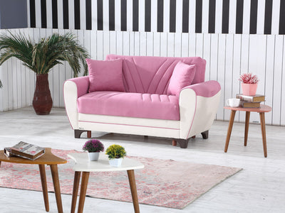 Leydi 66" Wide Round Arm Convertible Loveseat