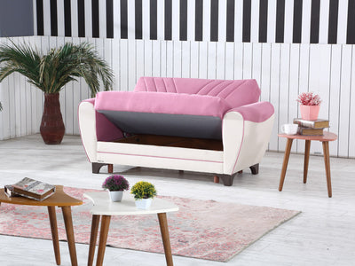 Leydi 66" Wide Round Arm Convertible Loveseat