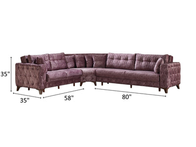 Lizbon 118" Wide Square Arm Convertible Sectional