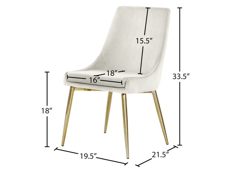 Karina 19.5" Wide Gold Leg Dining Chair (Set of 2)