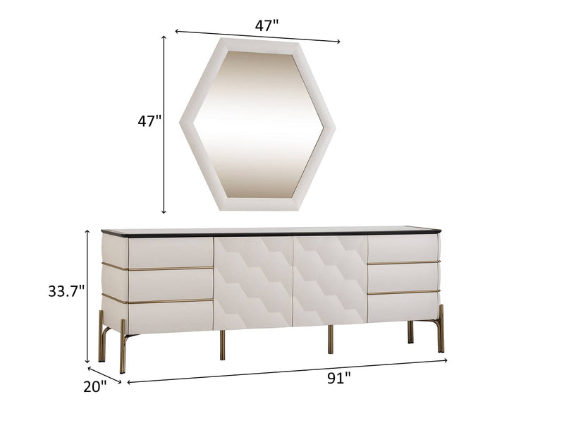 Nirvana 91" Wide 4 Door Buffet with Mirror