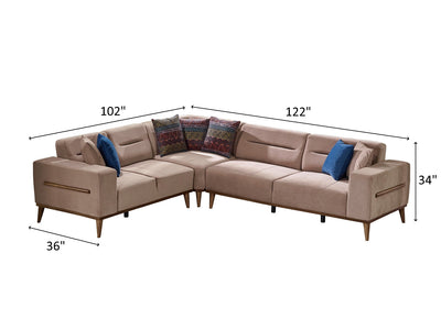 Odesa 122" Wide Square Arm Extendable Sectional