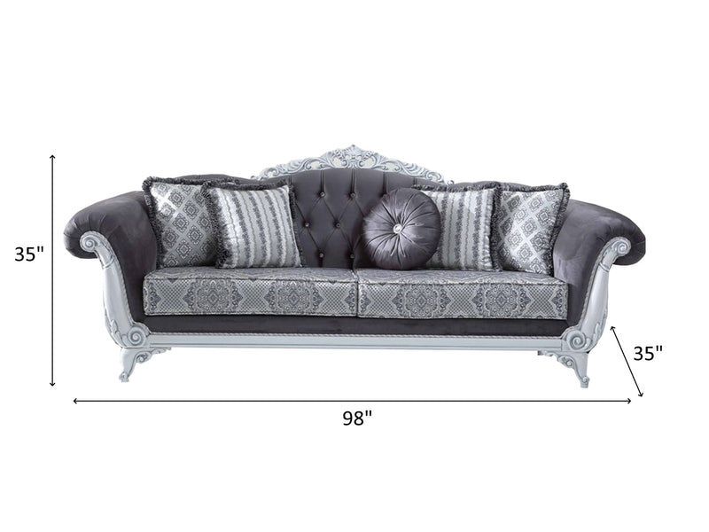 Prenses 98" Wide Tufted Traditional Sofa