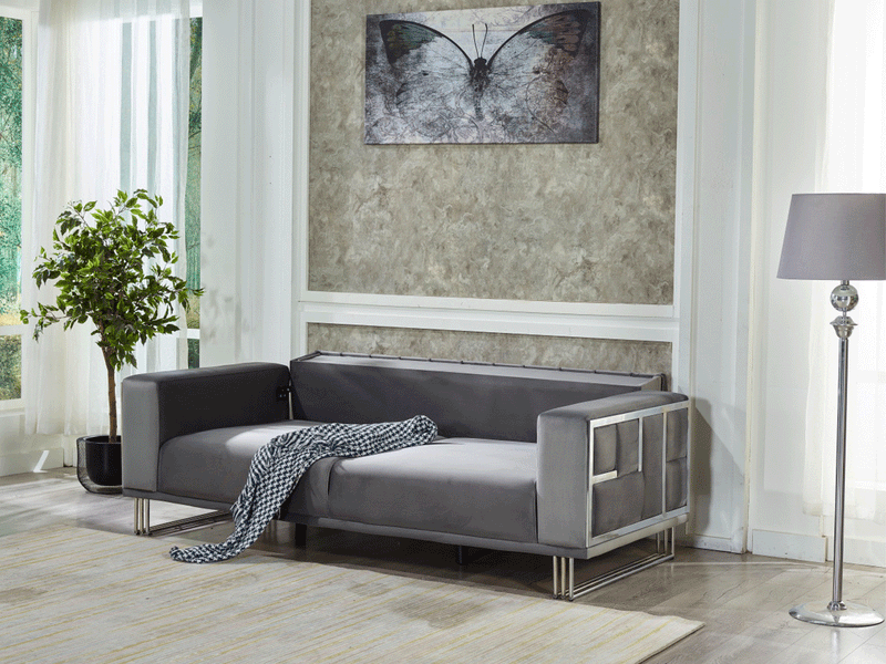 Puzzle 87" Wide Striped Extendable Sofa