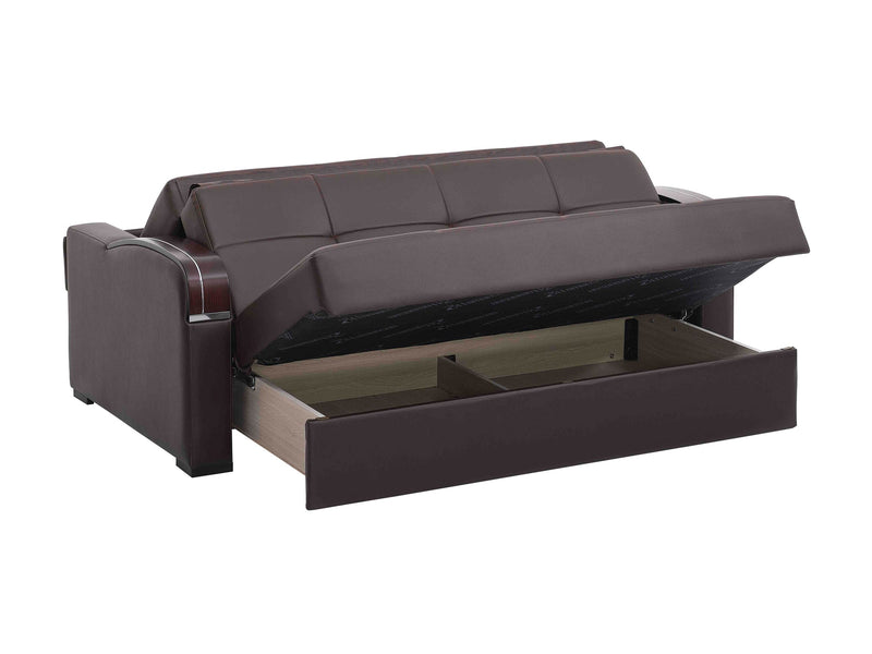 Sleep Plus 74" Wide Leather Convertible Sofa