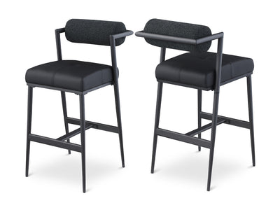 Stryker Boucle & Leather Bar Stool (Set of 2)