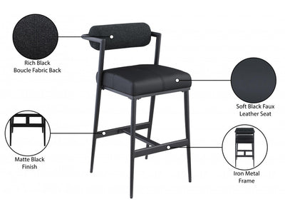 Stryker Boucle & Leather Bar Stool (Set of 2)