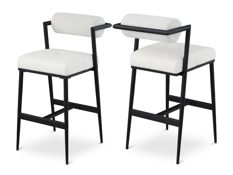 Stryker Boucle & Leather Bar Stool (Set of 2)