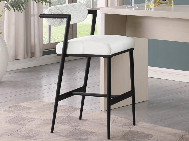 Stryker Boucle & Leather Bar Stool (Set of 2)