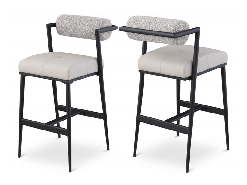 Stryker Boucle & Leather Bar Stool (Set of 2)