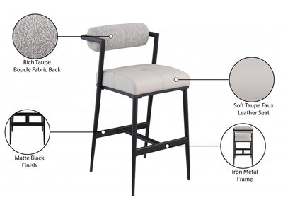 Stryker Boucle & Leather Bar Stool (Set of 2)