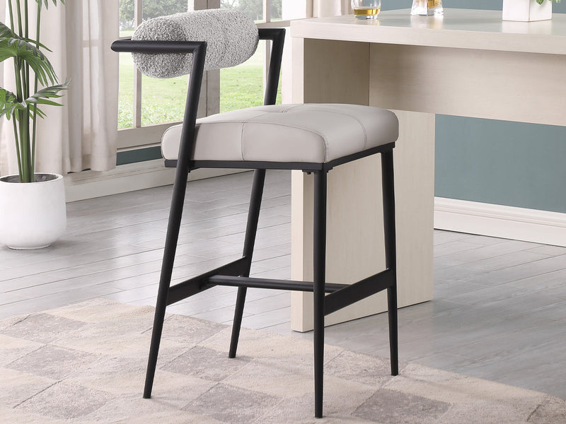 Stryker Boucle & Leather Bar Stool (Set of 2)