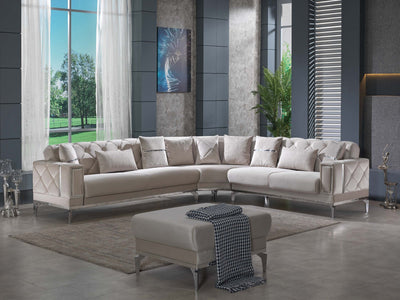 Venus 124" Wide Tufted Convertible Sectional