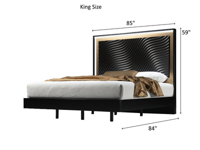 Wave Black Platform Bed