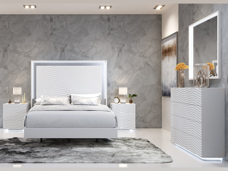 Wave White Bedroom Set