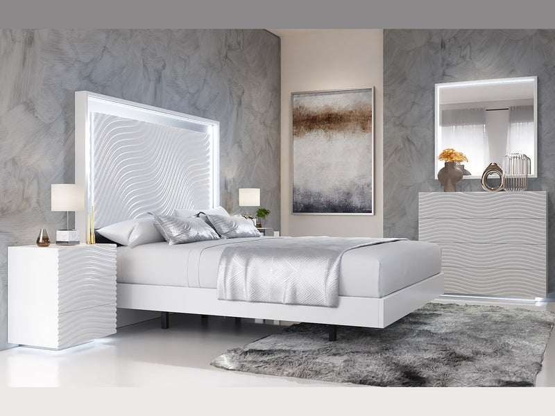 Wave White Platform Bed