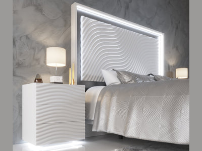 Wave White Platform Bed